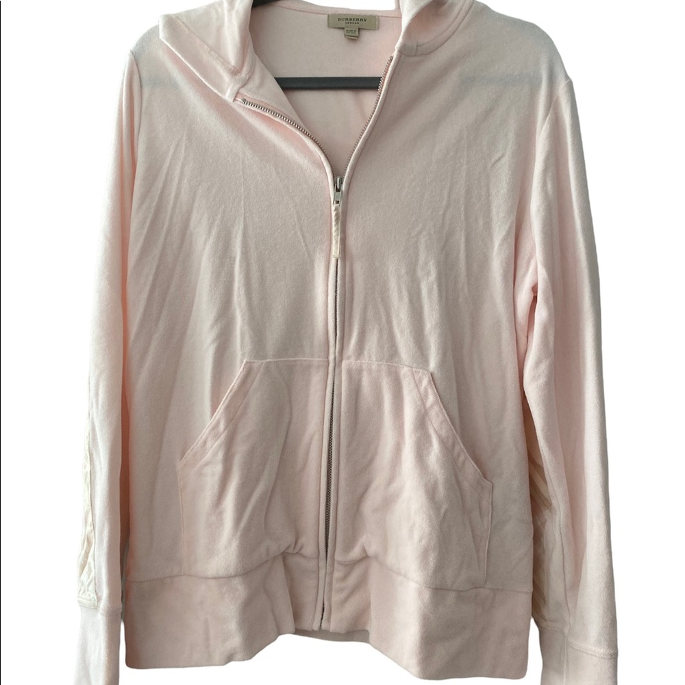 Burberry Pink Terrycloth Zip-Up Jacket Size Large